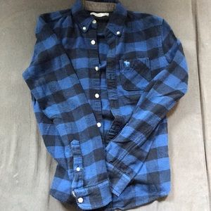 Abercrombie and Fitch Abercrombie Kids flannel button up shirt blue plaid 13/14